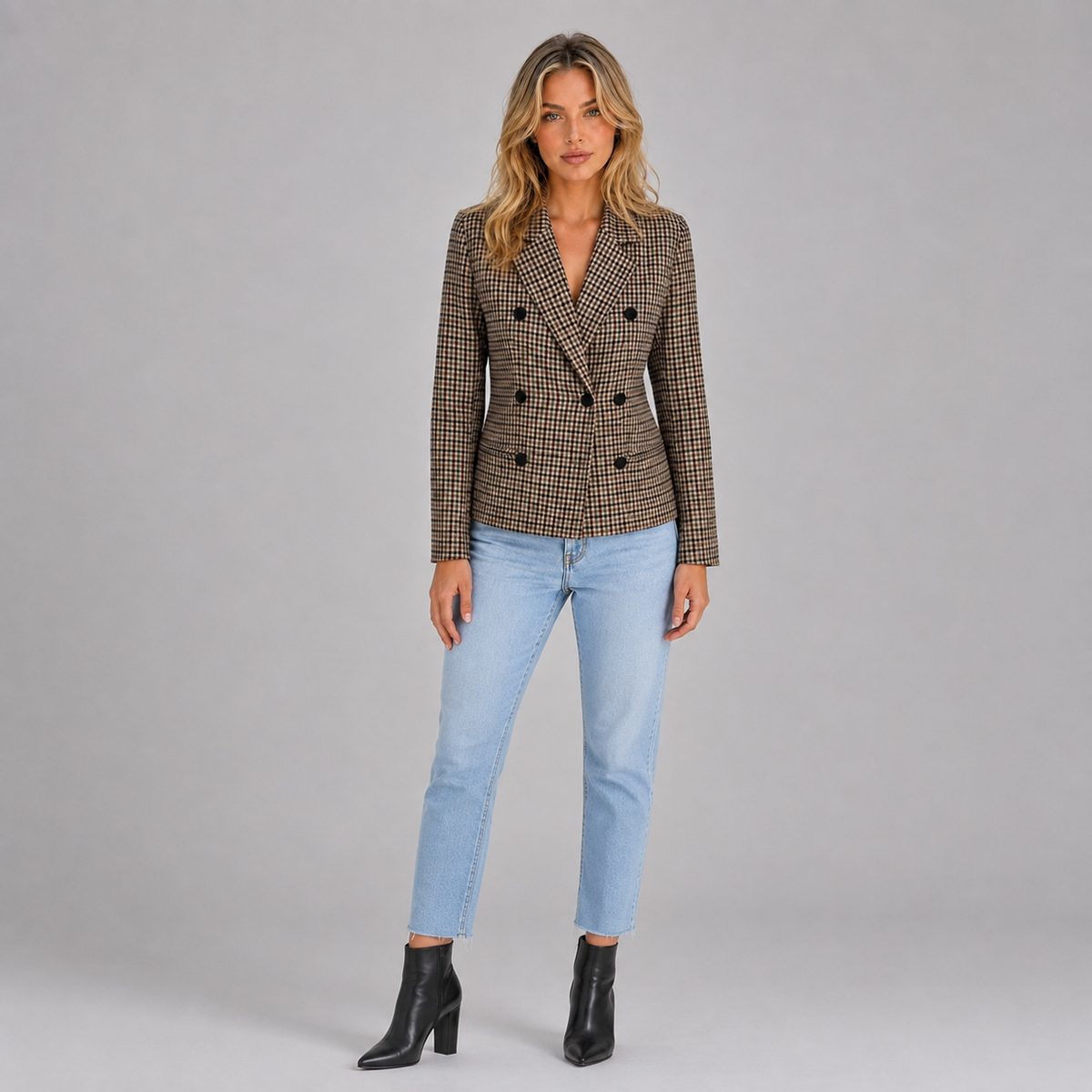 Women’s Checked Double Breasted Blazer