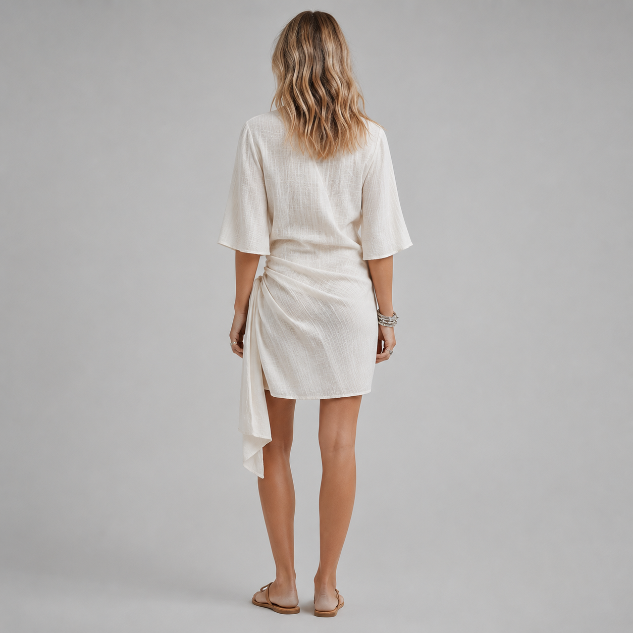 Women's Wrap Mini Dress With Asymmetrical Hem