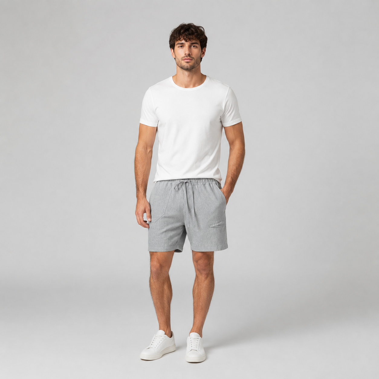 Men's Linen Shorts Elasticated Waist Casual Summer