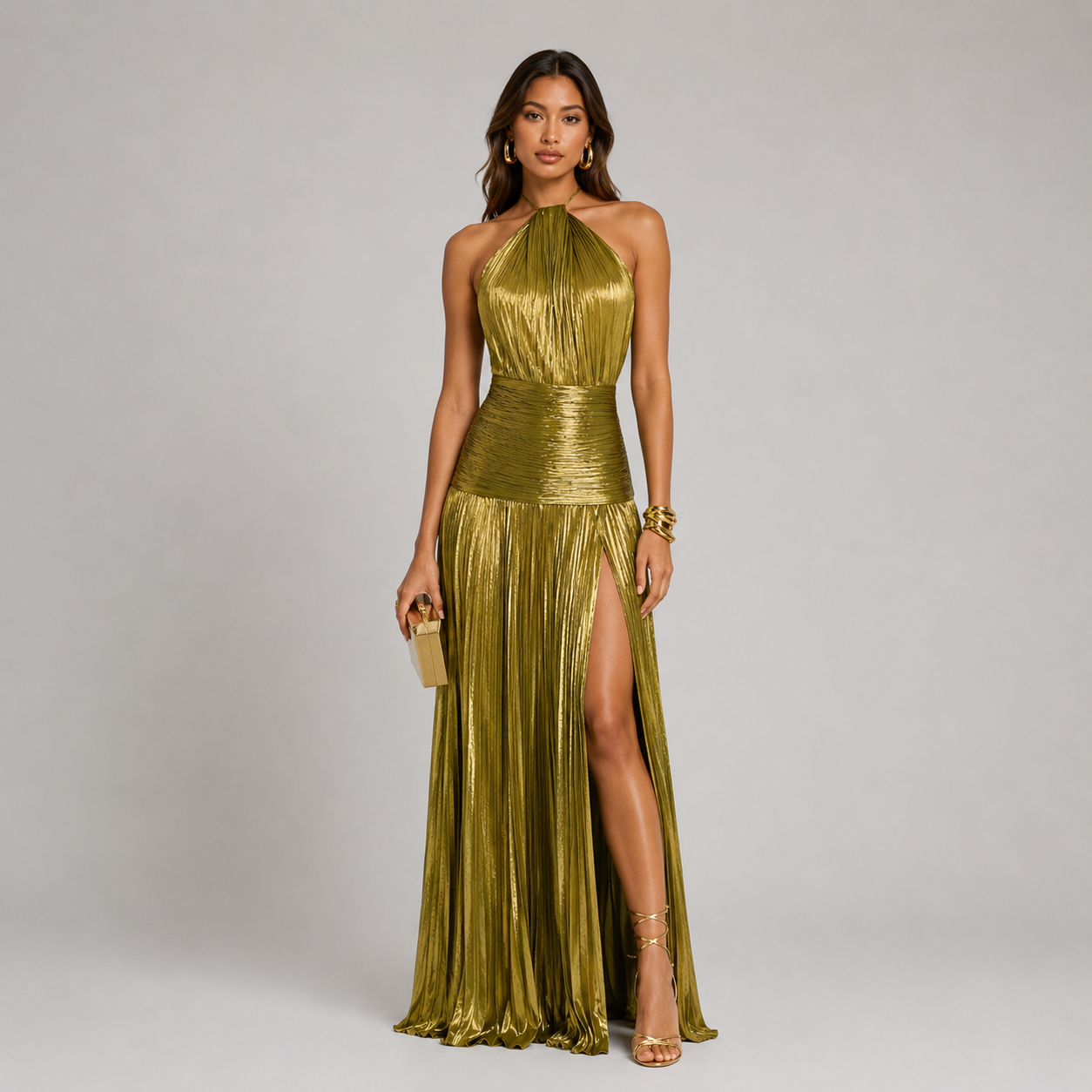 Rossa – Off-Shoulder Maxi Dress in Green