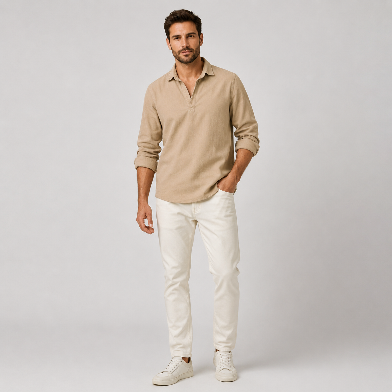 Men's Relaxed Linen Lightweight Button-Up Shirt
