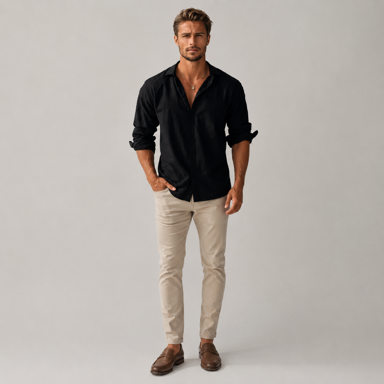 Men's Relaxed Linen Lightweight Button-Up Shirt