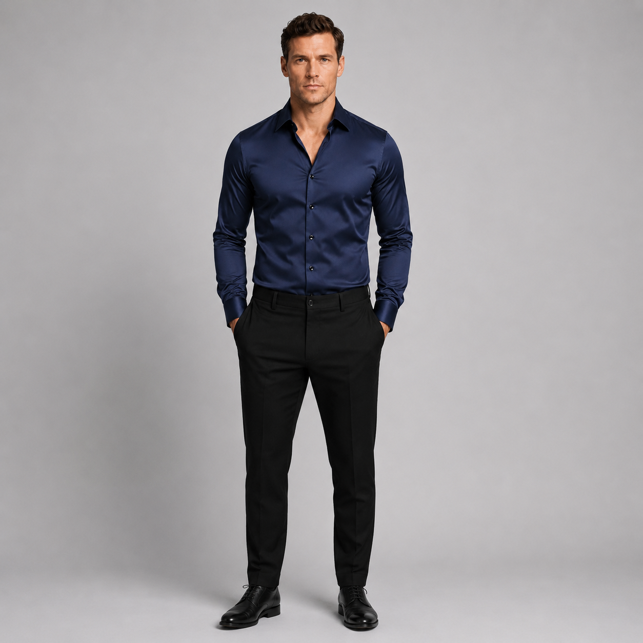 Men’s Slim Fit Satin Feel Stretch Shirt