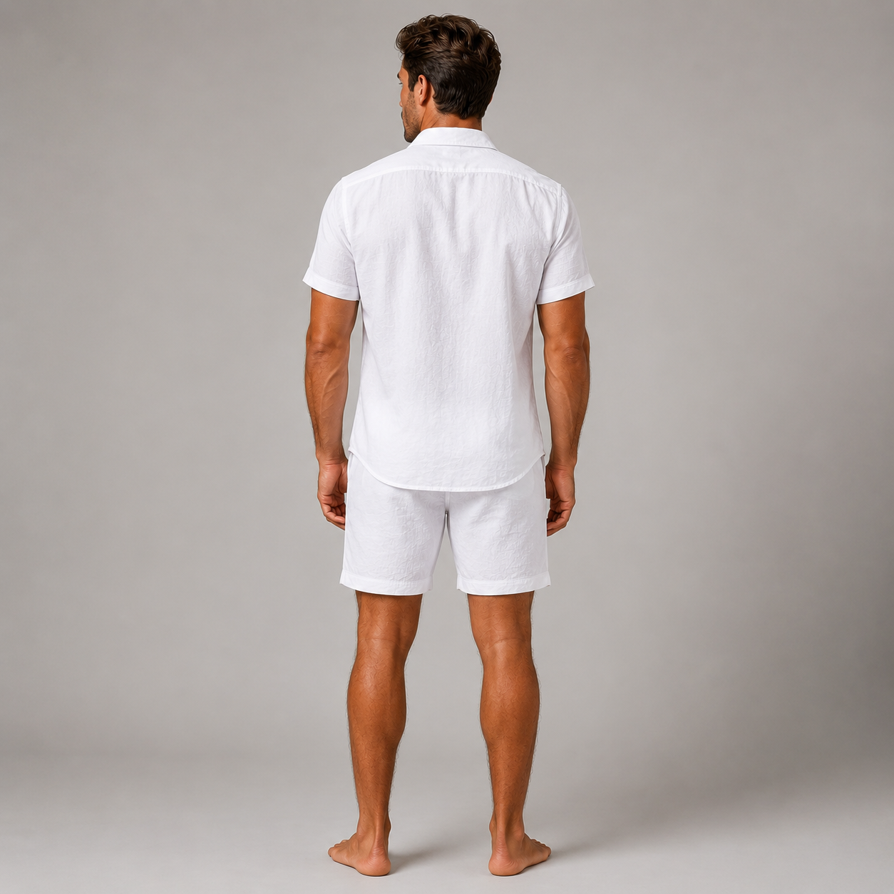 Men’s Linen Look Shirt & Shorts Co-Ord Set
