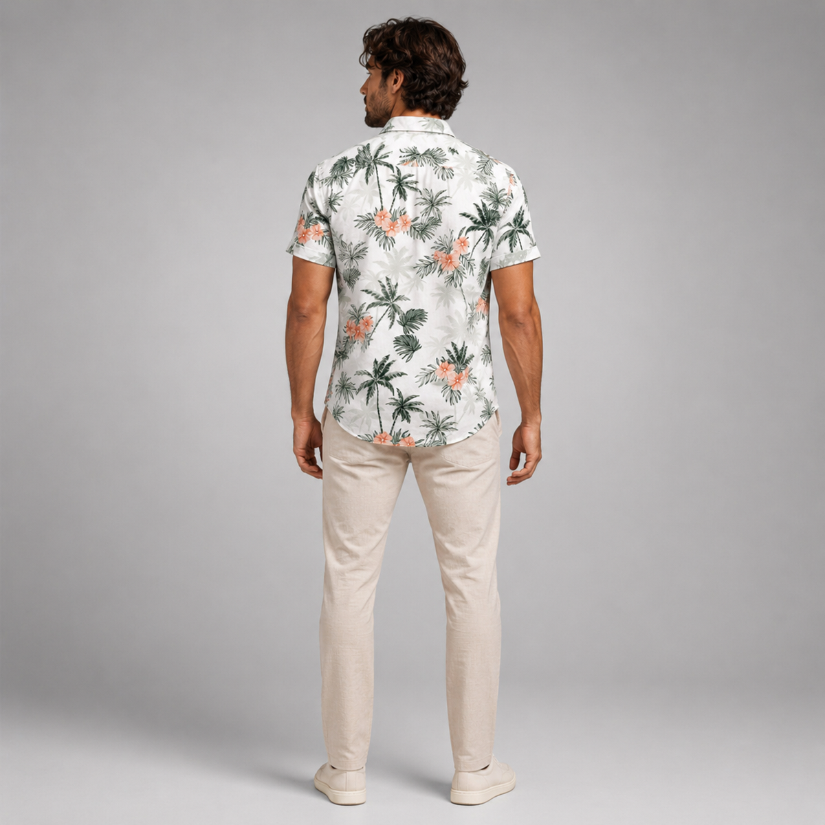 Men’s Palm Tree Print Short Sleeve Shirt