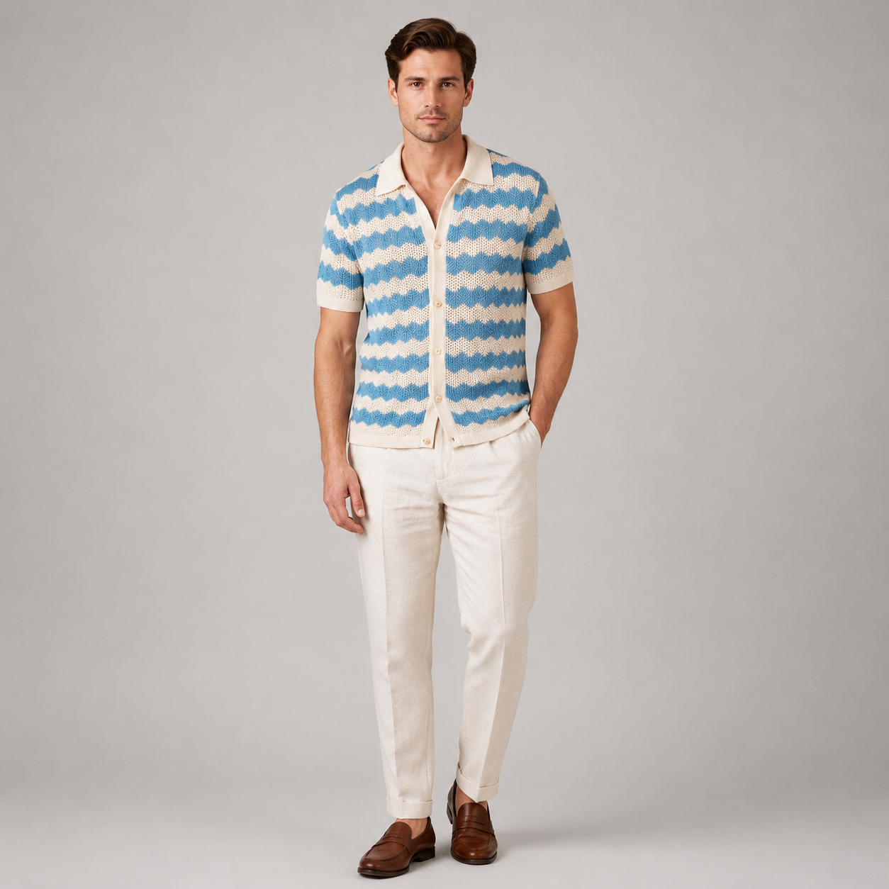 Men’s Jacquard Knit Polo Shirt