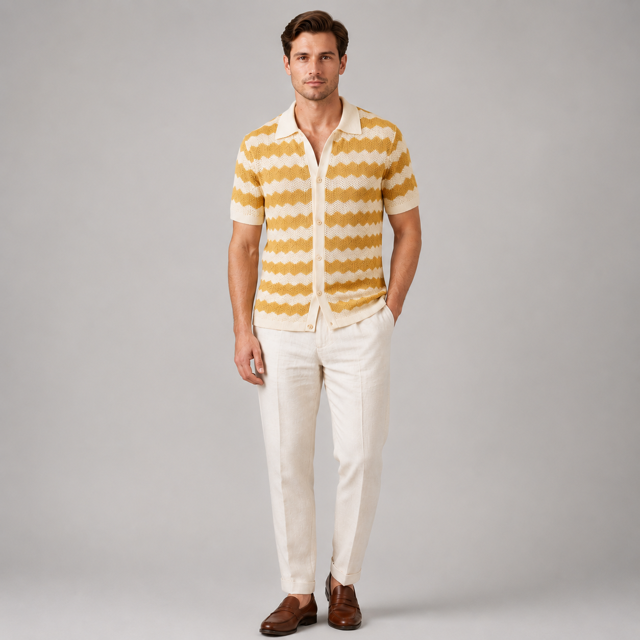 Men’s Jacquard Knit Polo Shirt