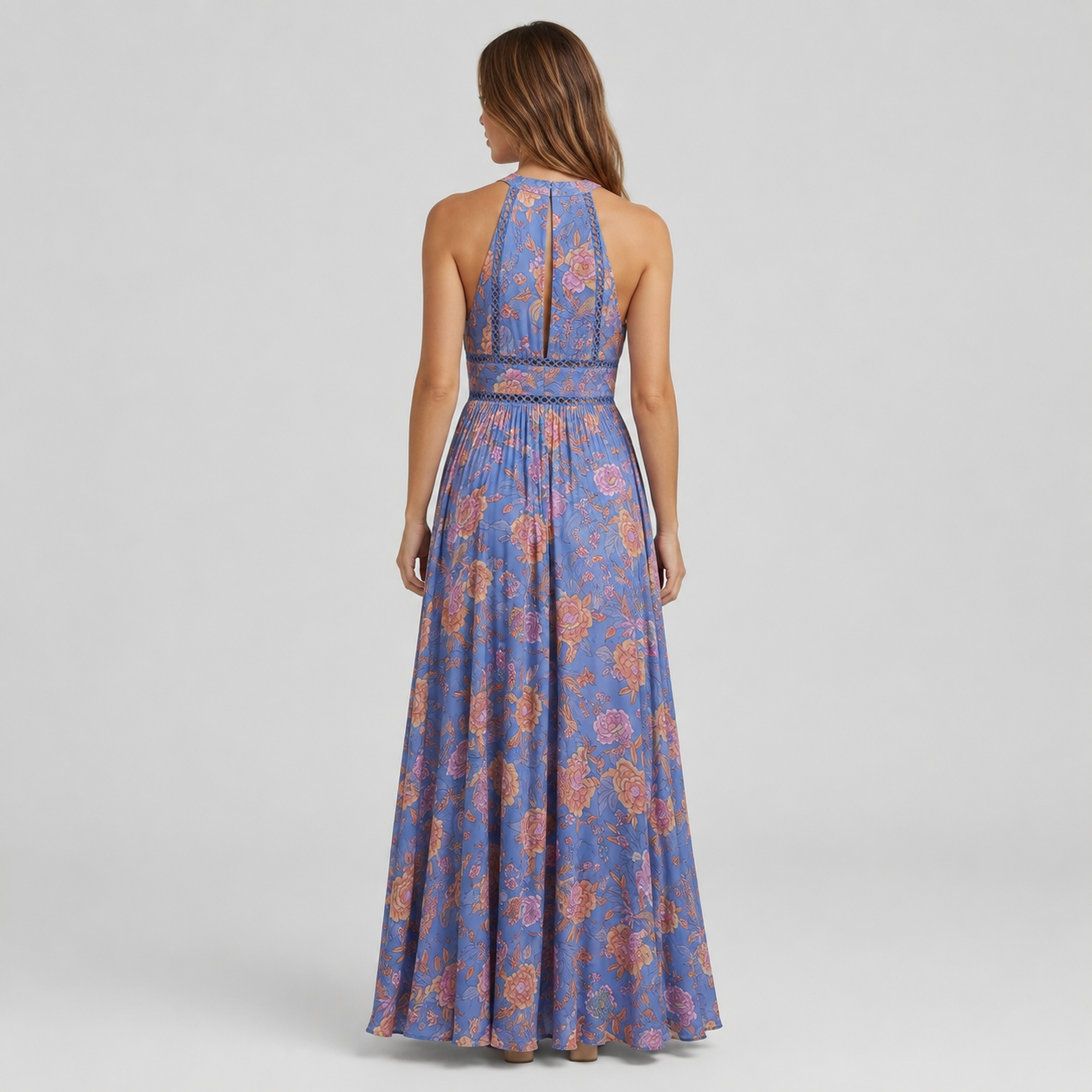 Women's Bohemian Floral Backless Maxi Dress