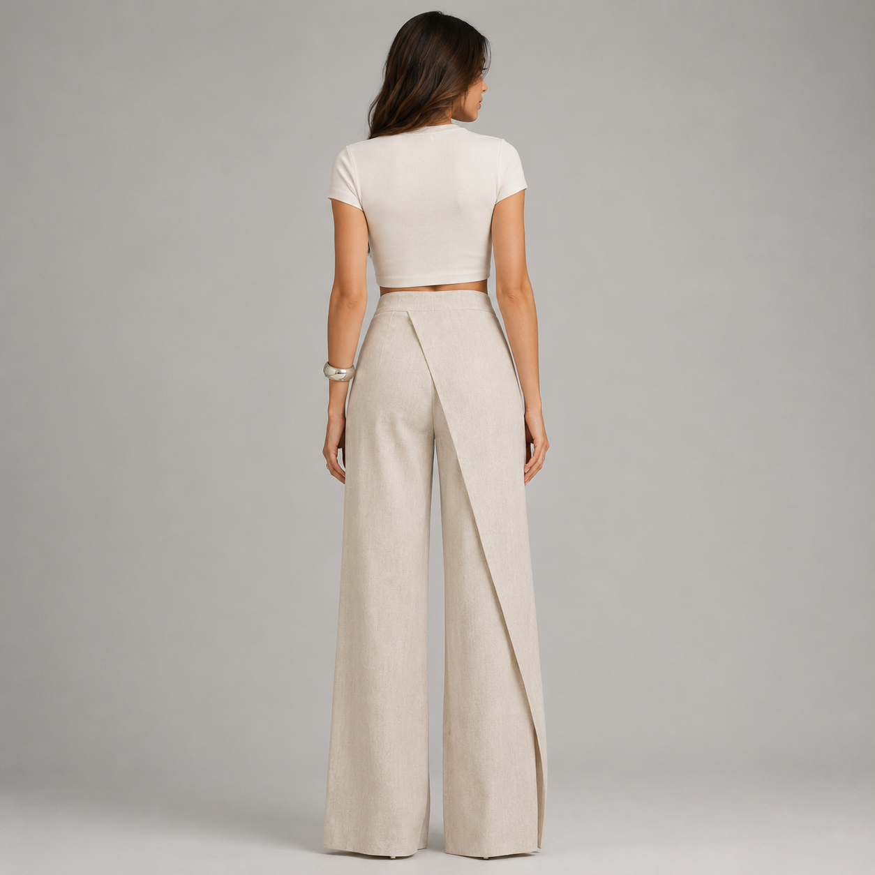 Women's High-Waist Asymmetric Wrap Wide Leg Trousers