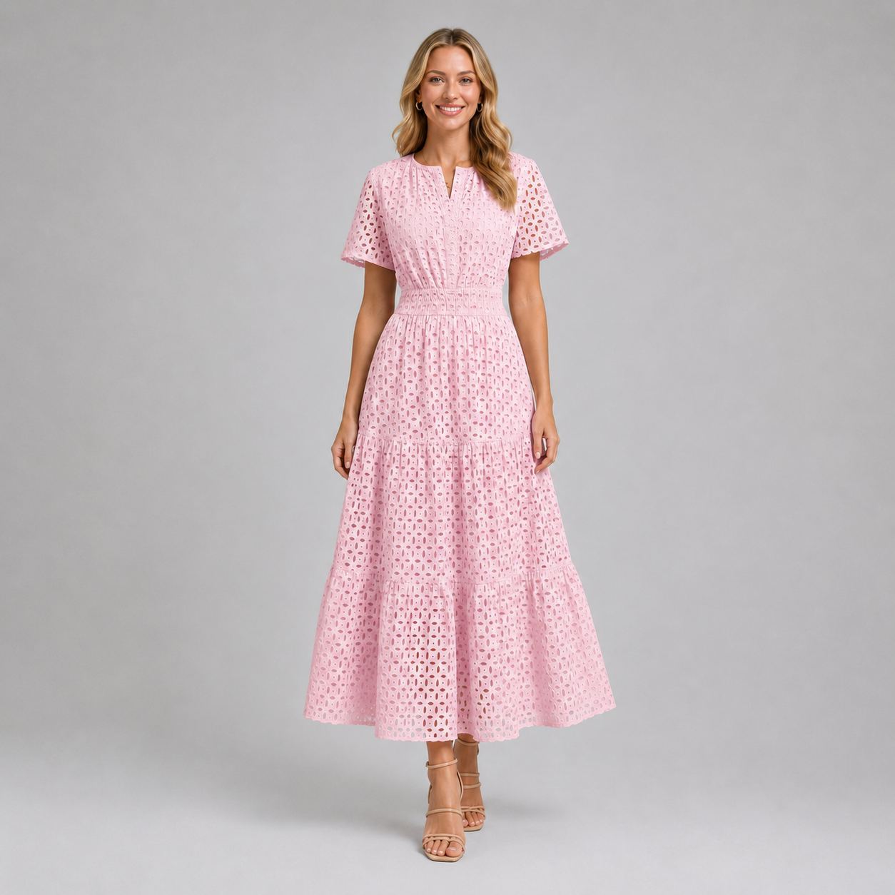 Women’s Eyelet A-Line Midi Dress