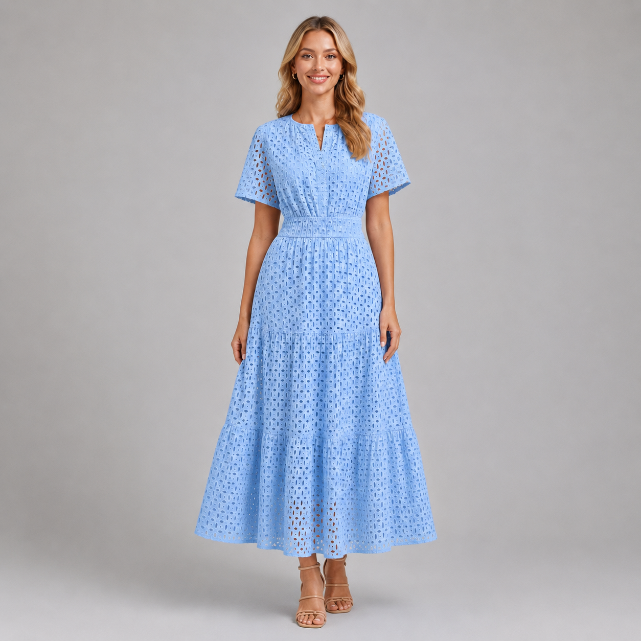 Women’s Eyelet A-Line Midi Dress