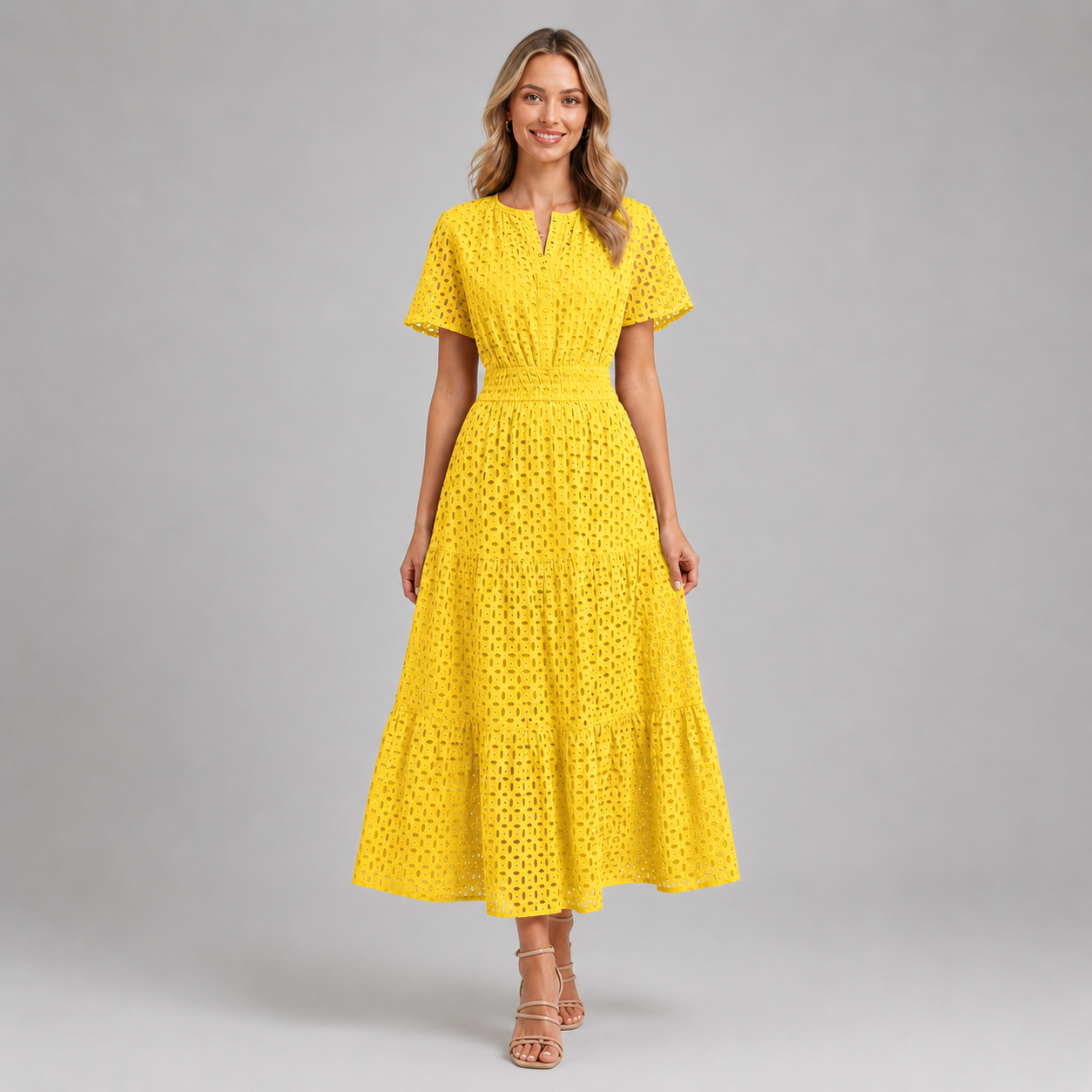 Women’s Eyelet A-Line Midi Dress