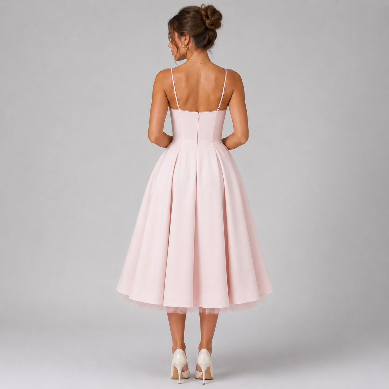 Women’s Corset Midi Dress with Full Skirt
