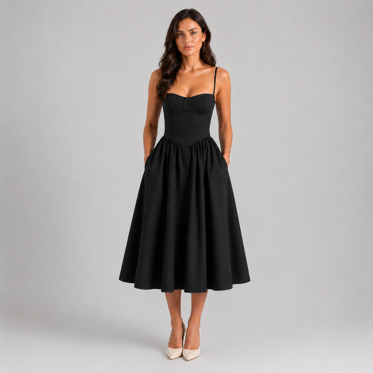 Women’s Floral Corset Midi Dress