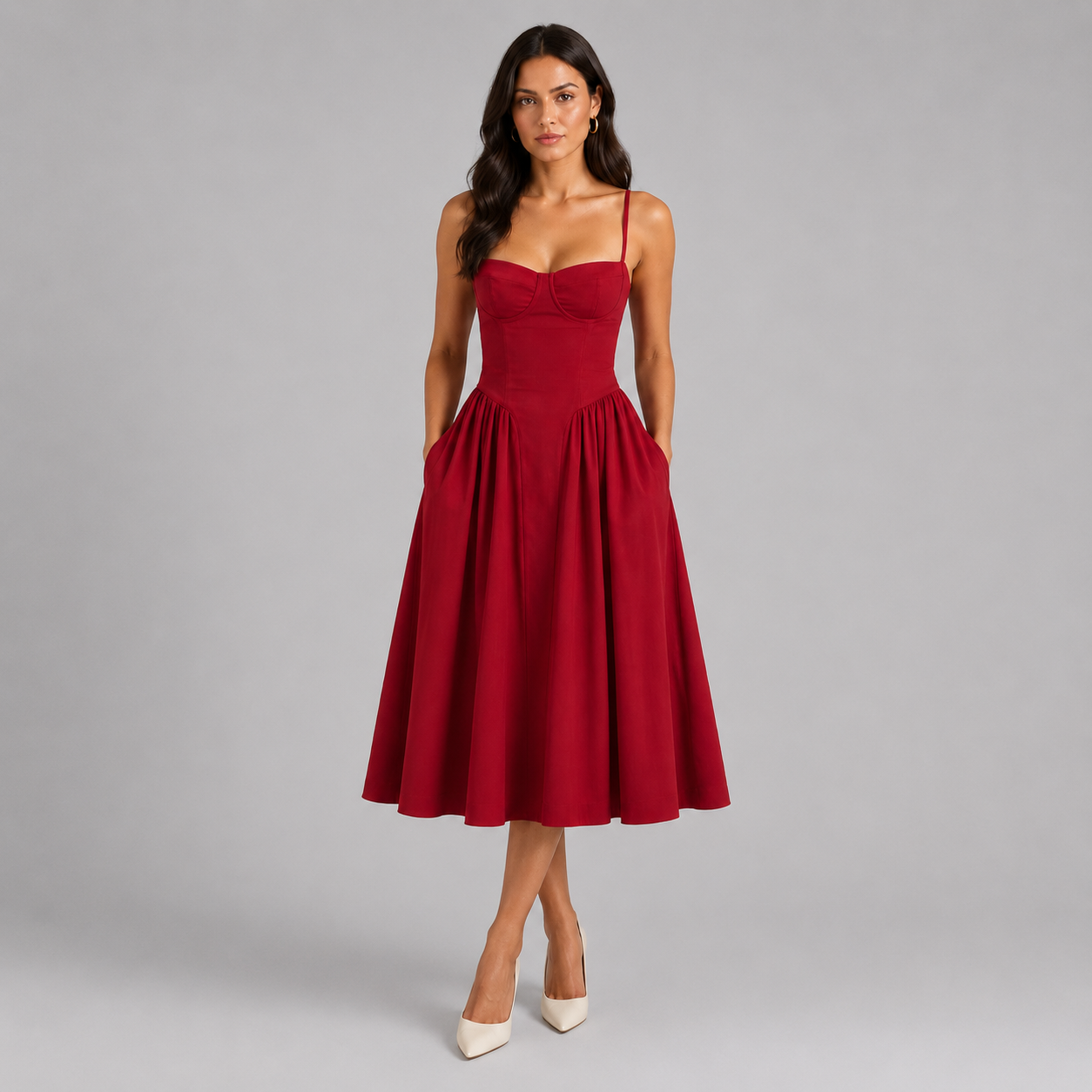 Women’s Floral Corset Midi Dress
