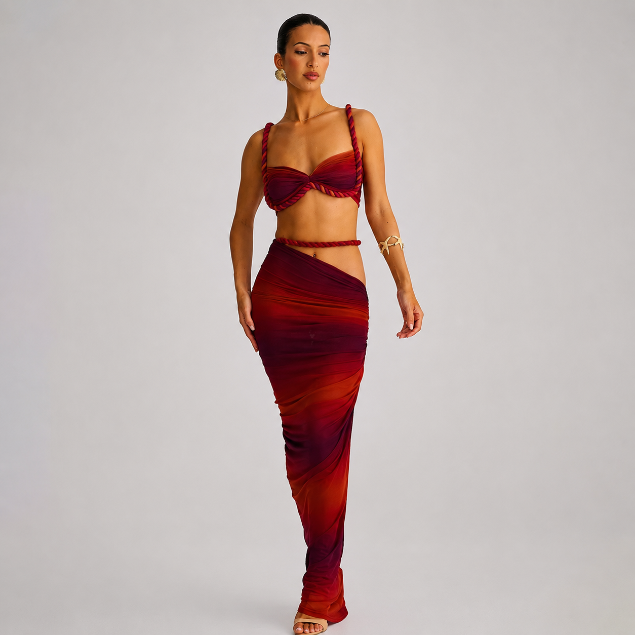 Women’s Two-Piece Crop Cami & Maxi Skirt Set