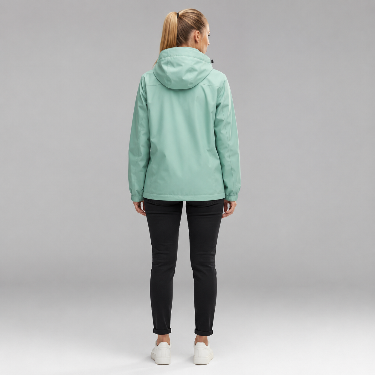 Women's Waterproof Hooded Adjustable-Fit Rain Jacket