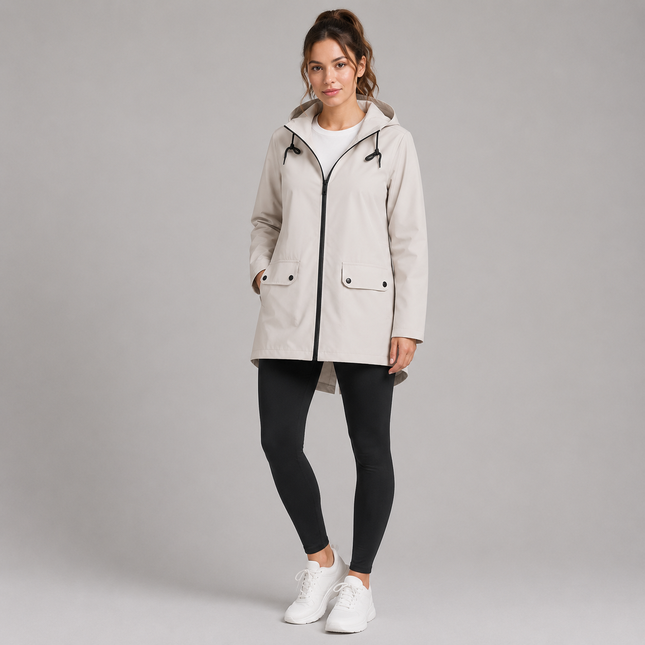 Women's Waterproof Hooded Zip-Up Rain Jacket
