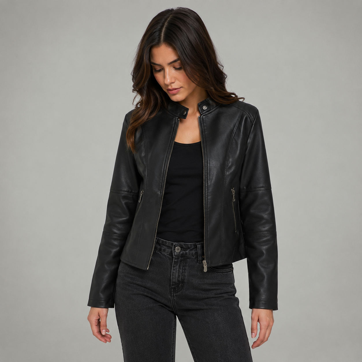 Women's Tailored Leather Coats & Jackets With Mandarin Collar