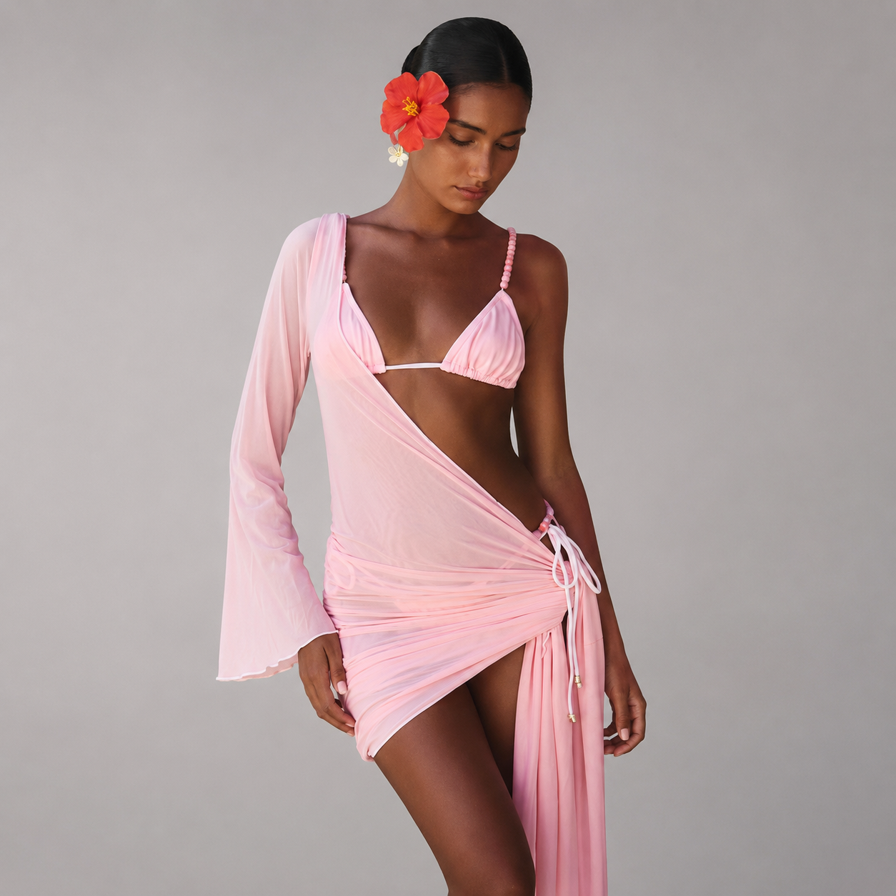 Women’s Three-Piece Bikini Set with Cover-Up Skirt