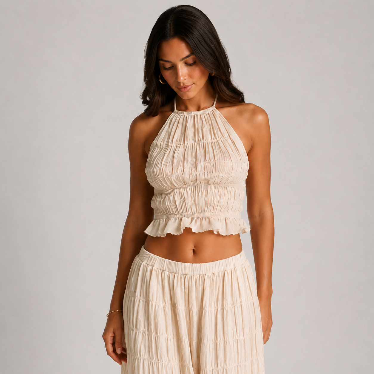 Women's Boho Halter Cami & Maxi Skirt Set