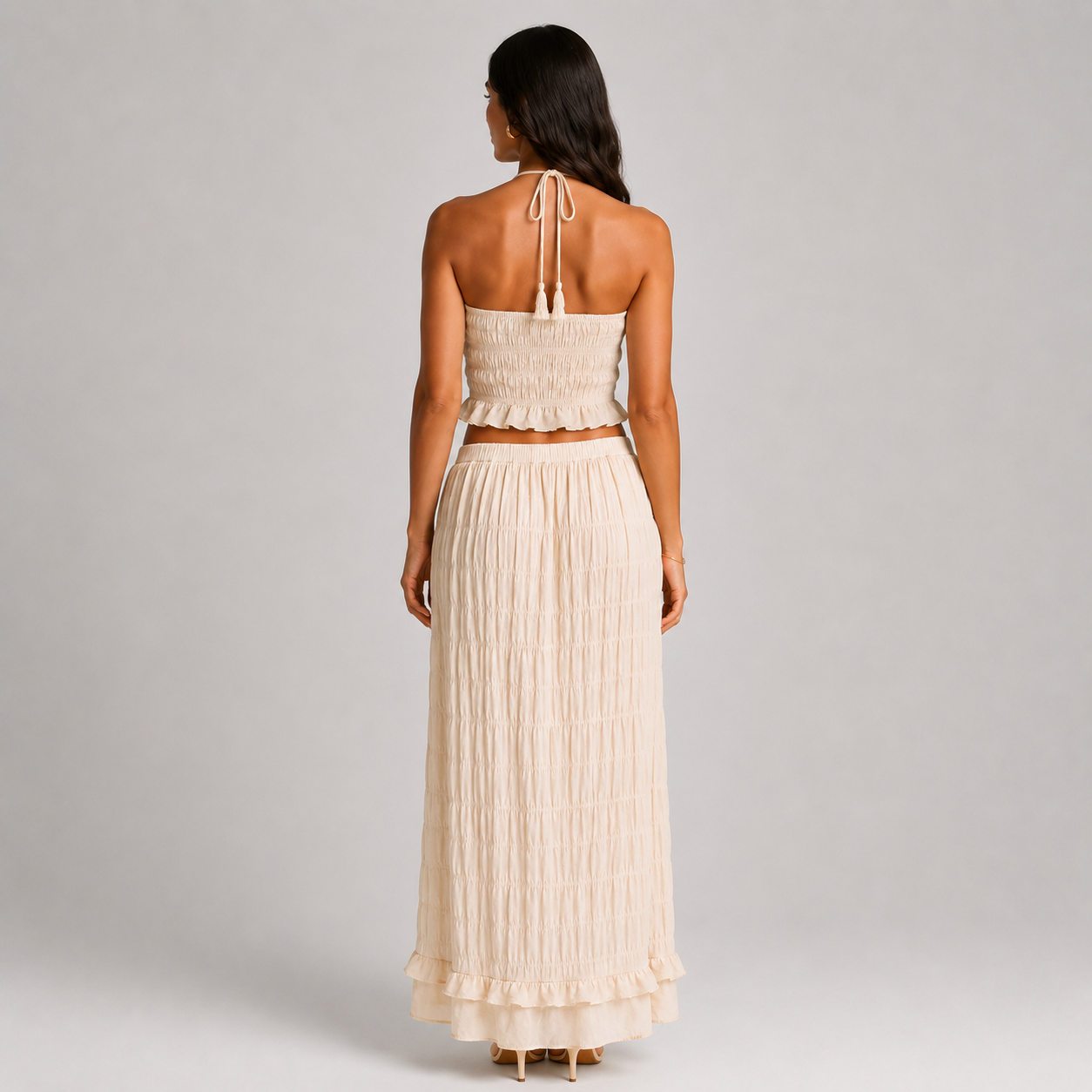 Women's Boho Halter Cami & Maxi Skirt Set