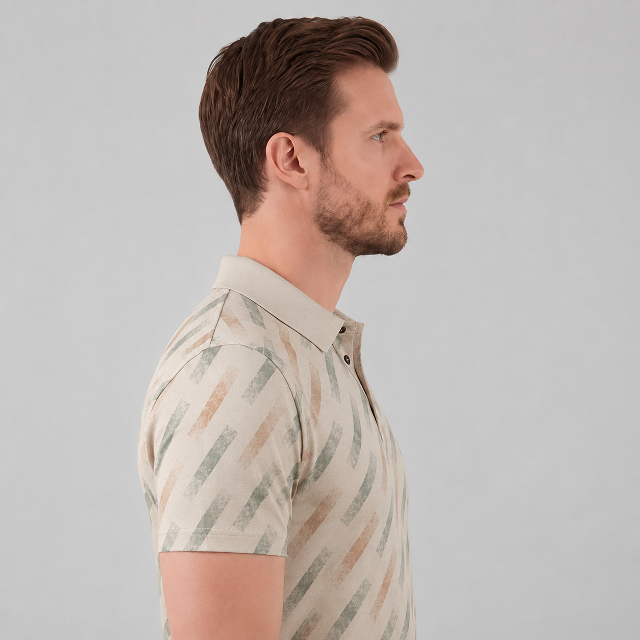 Men's Diagonal Striped Short Sleeve Polo Shirt