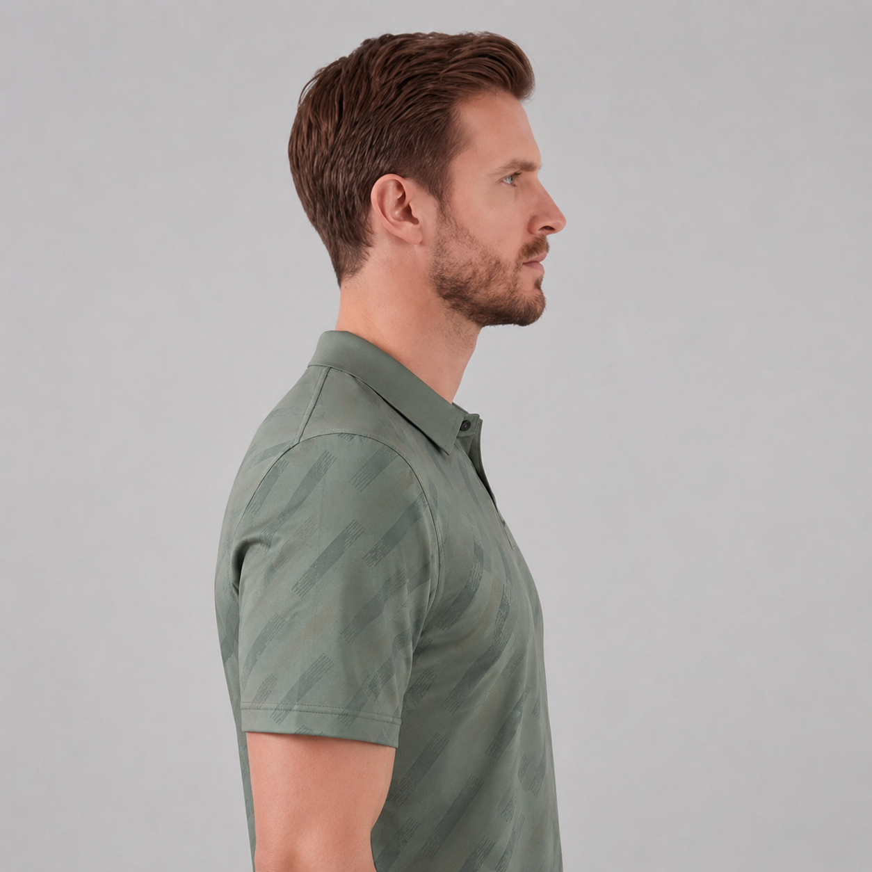 Men's Diagonal Striped Short Sleeve Polo Shirt