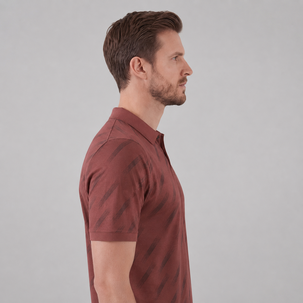 Men's Diagonal Striped Short Sleeve Polo Shirt