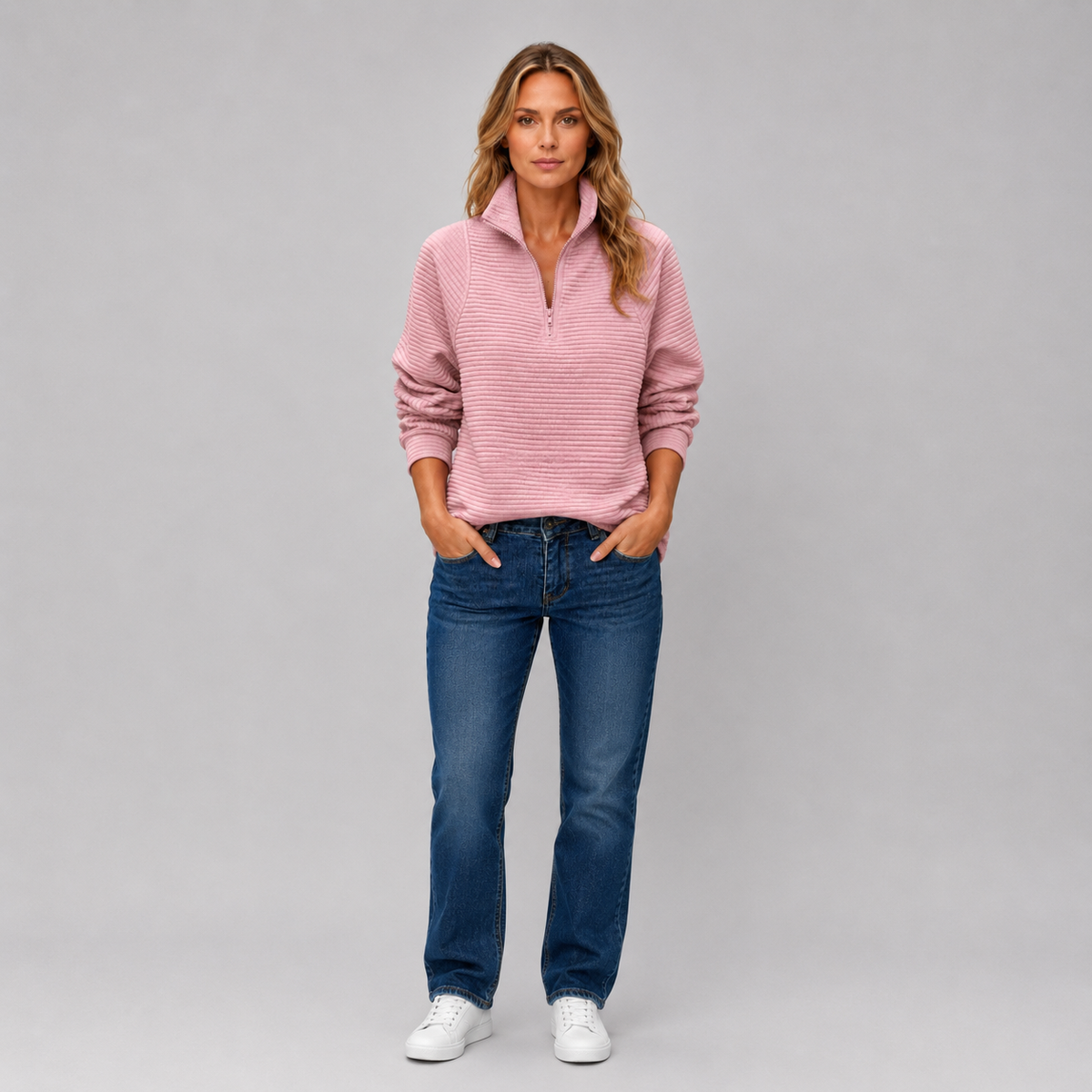 Women’s Ribbed Half Zip Pullover