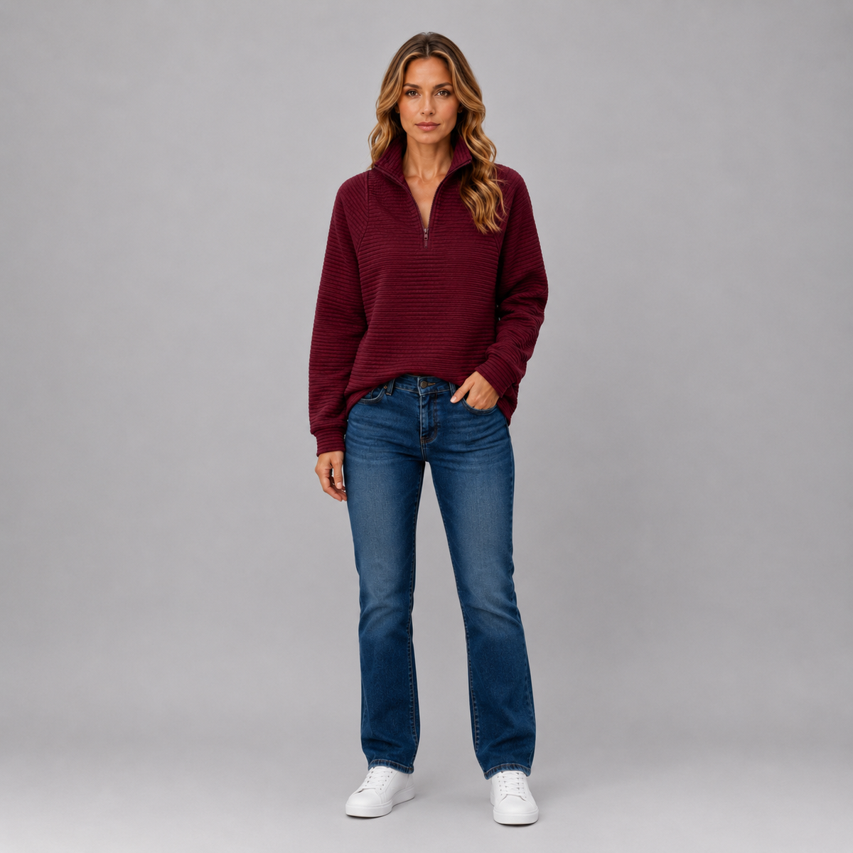 Women’s Ribbed Half Zip Pullover