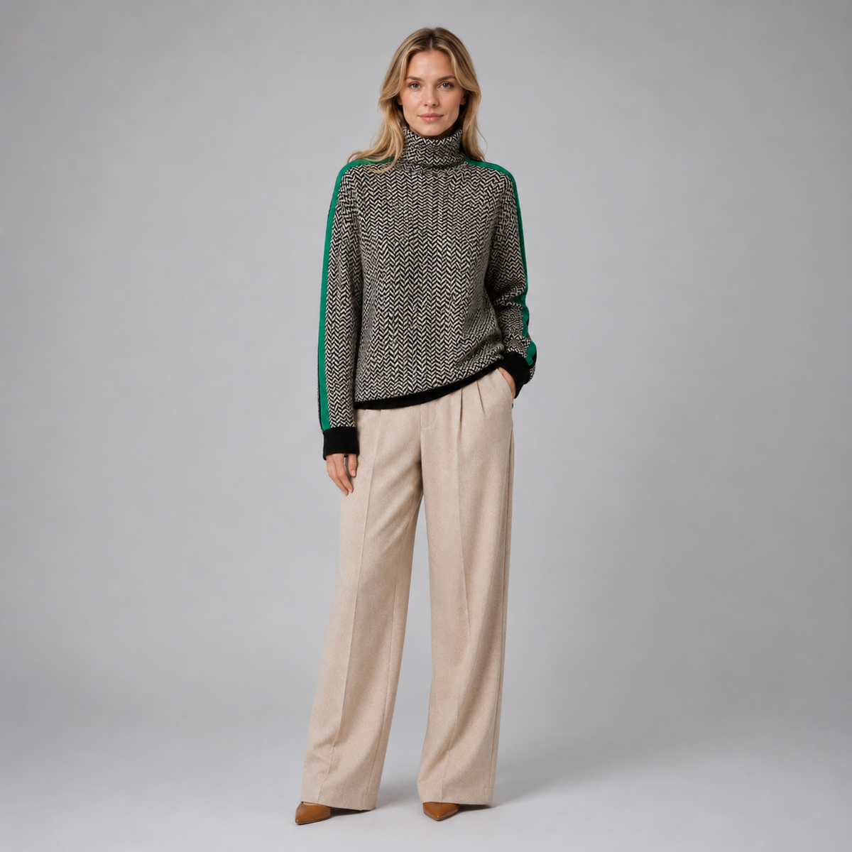 Women’s Herringbone Turtleneck Jumper