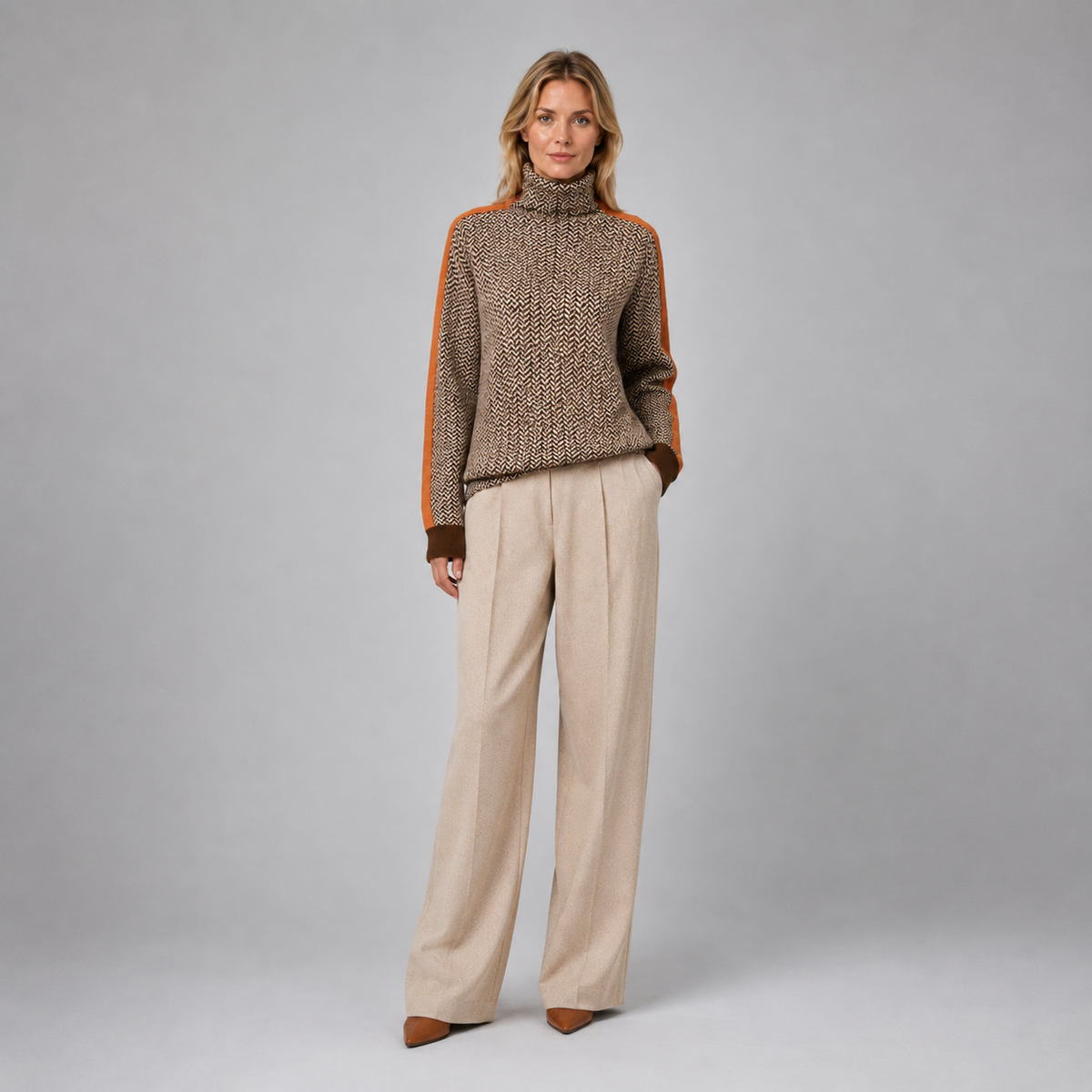 Women’s Herringbone Turtleneck Jumper