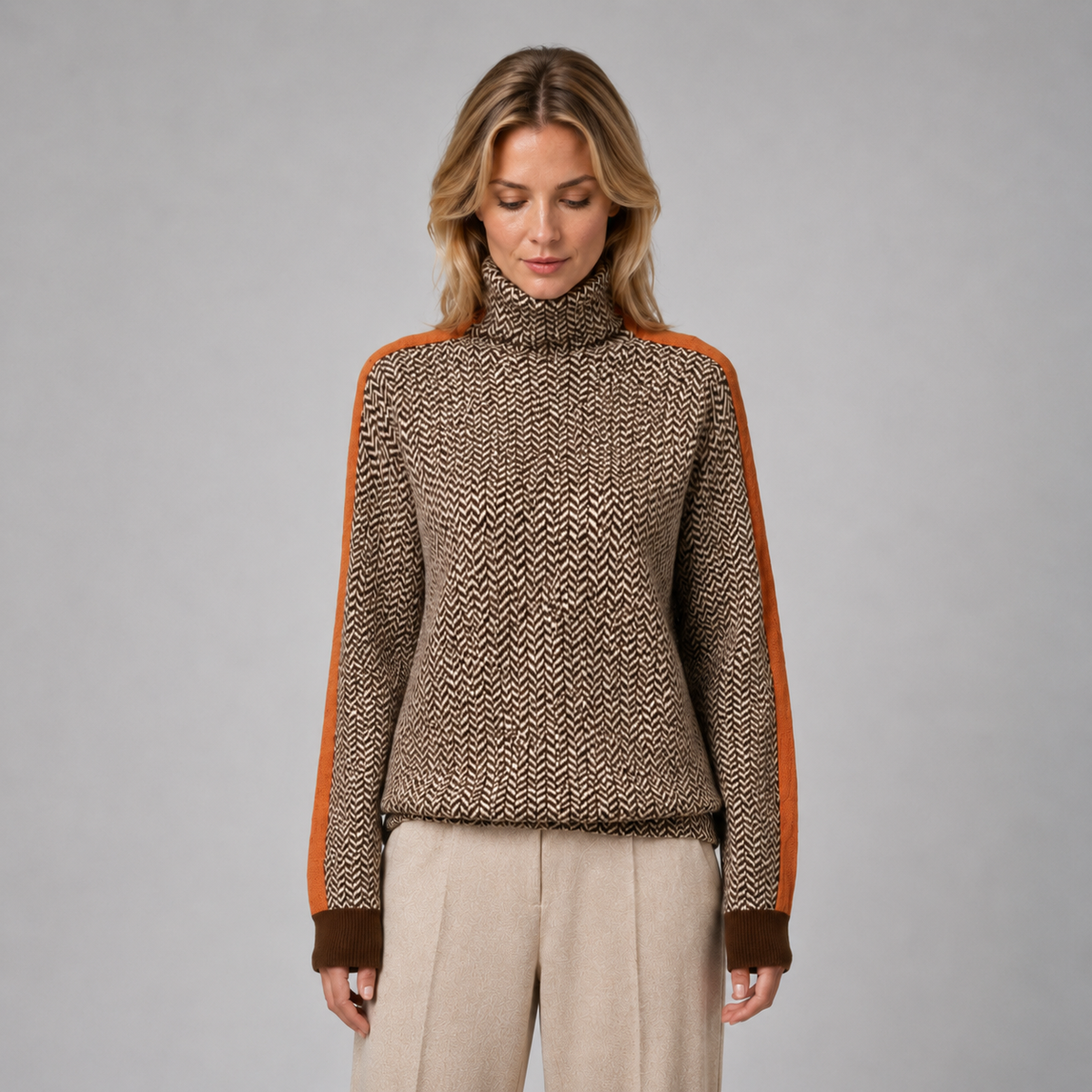 Women’s Herringbone Turtleneck Jumper