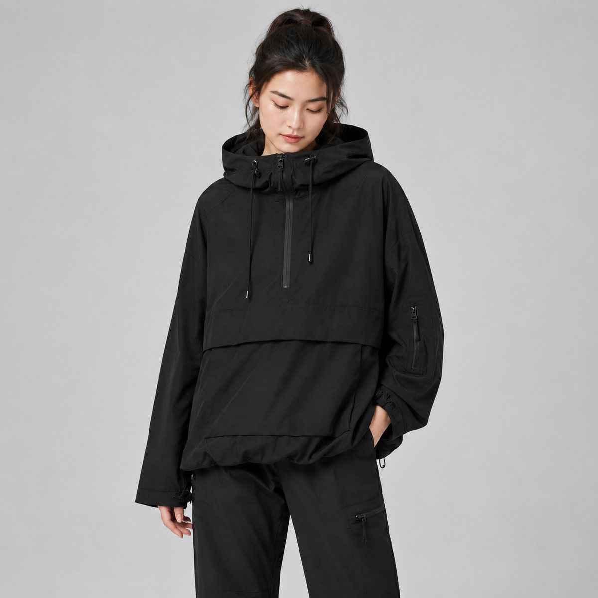 Women's Hooded Pullover Quilted Anorak — product image