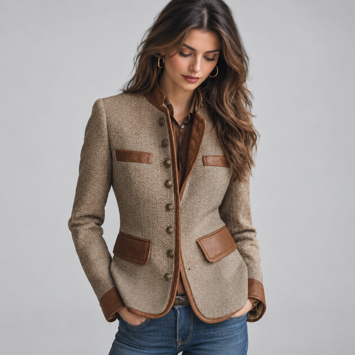Women's Vintage Herringbone Tweed Jacket — product image