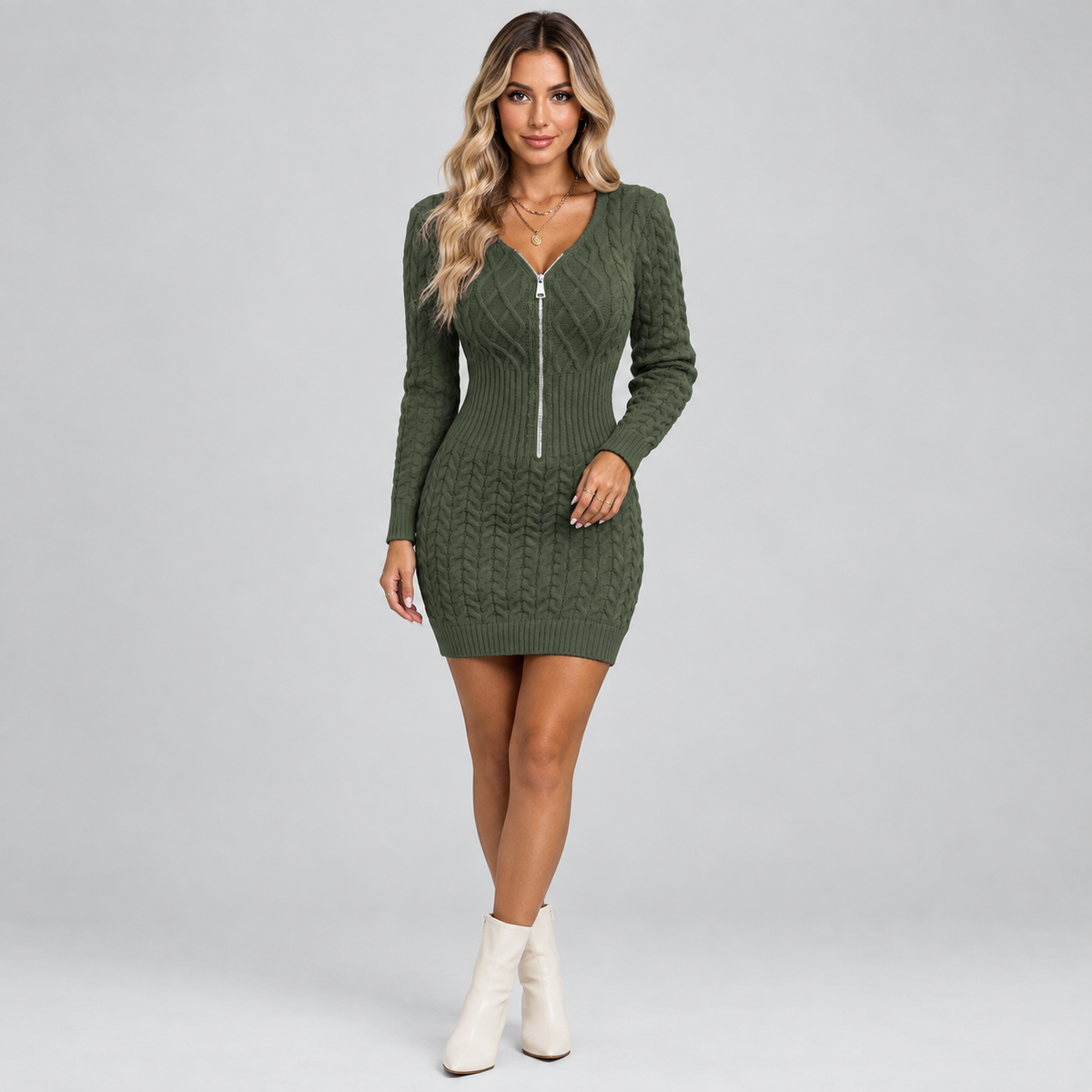 Women's Half-Zip Knit Mini Dress — product image