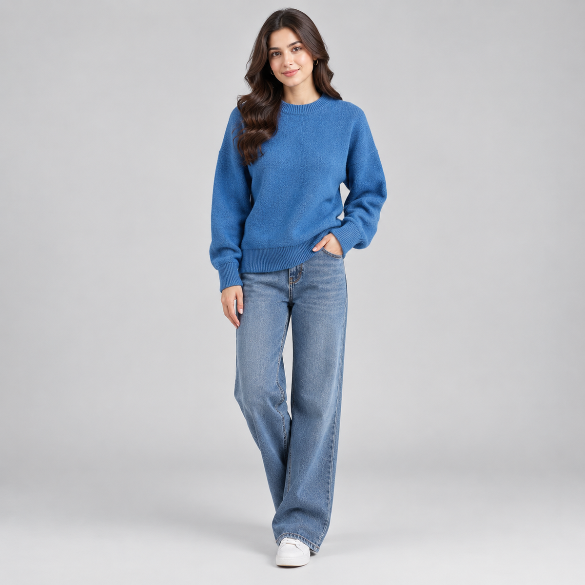 Women's Relaxed Crew-Neck Knit Sweater — product image