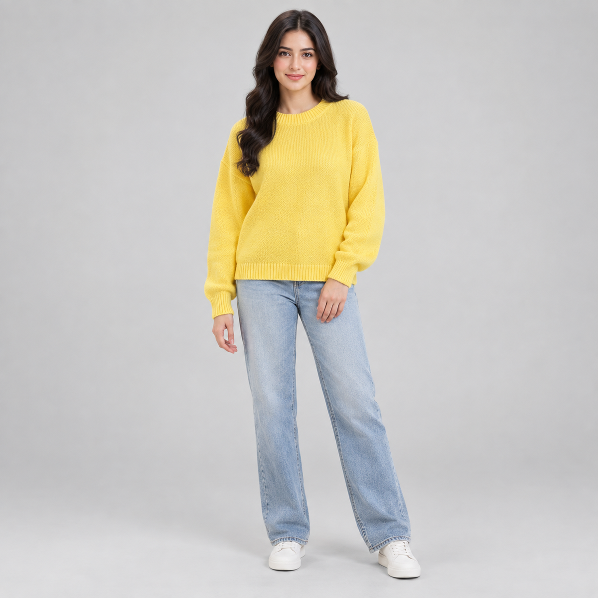 Women's Relaxed Crew-Neck Knit Sweater — product image
