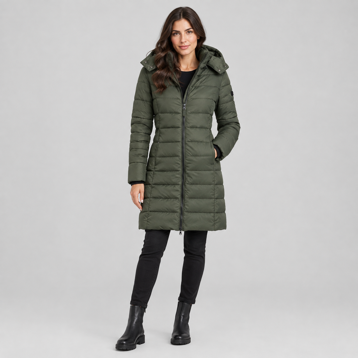 Women's Longline Hooded Quilted Jacket — product image