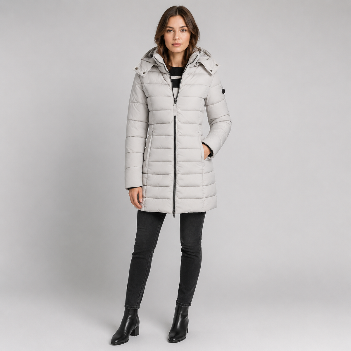 Women's Longline Hooded Quilted Jacket — product image