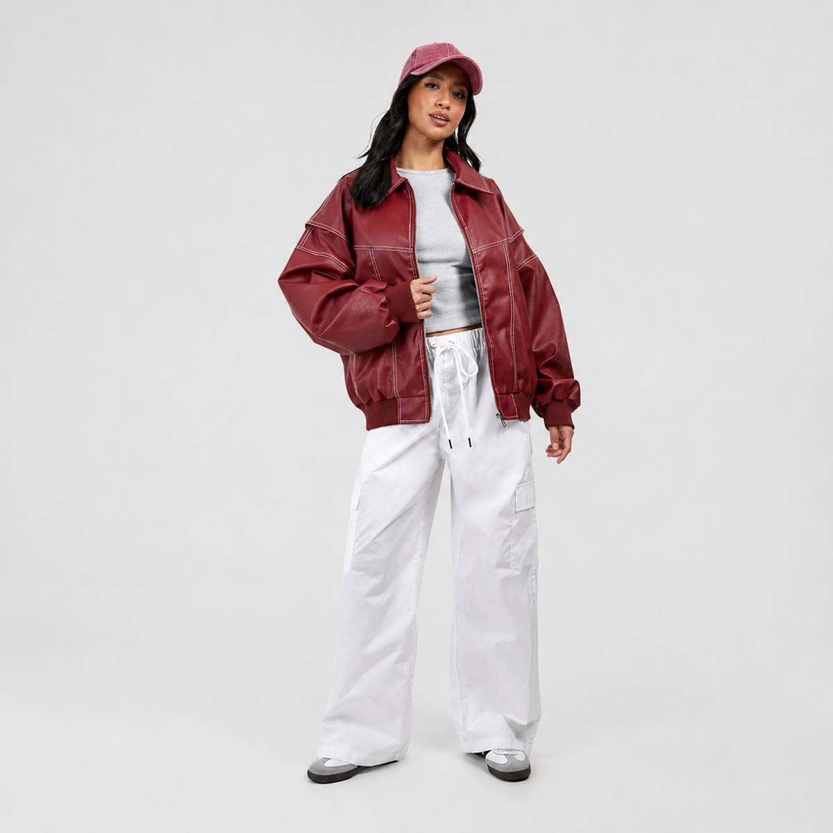 Women's Oversized Quilted Bomber Jacket — product image