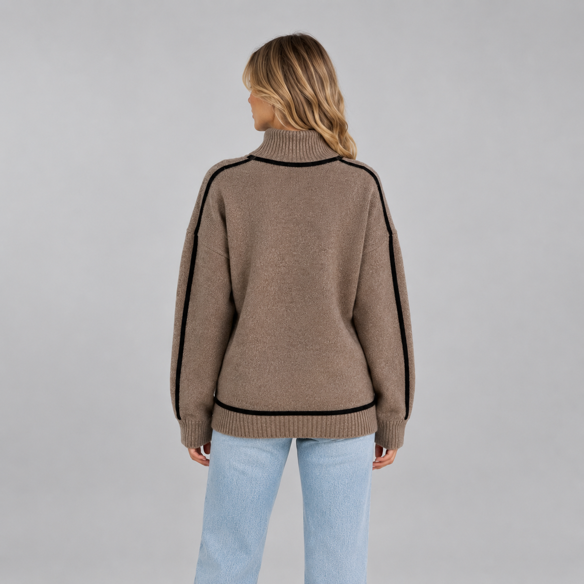 Women’s Roll Neck Jumper on a model, back view
