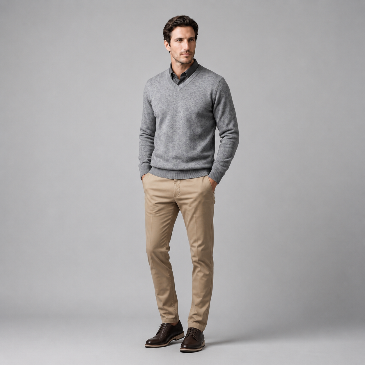 Men's Casual V-Neck Knit Sweater