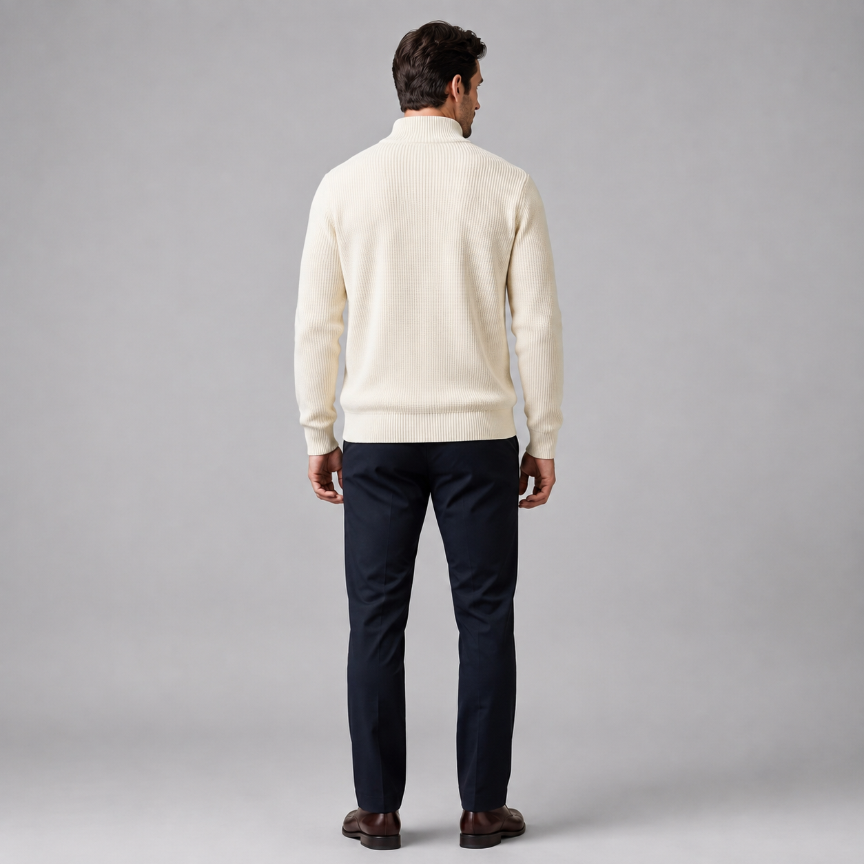 Men's Ribbed Full-Zip Knit Cardigan