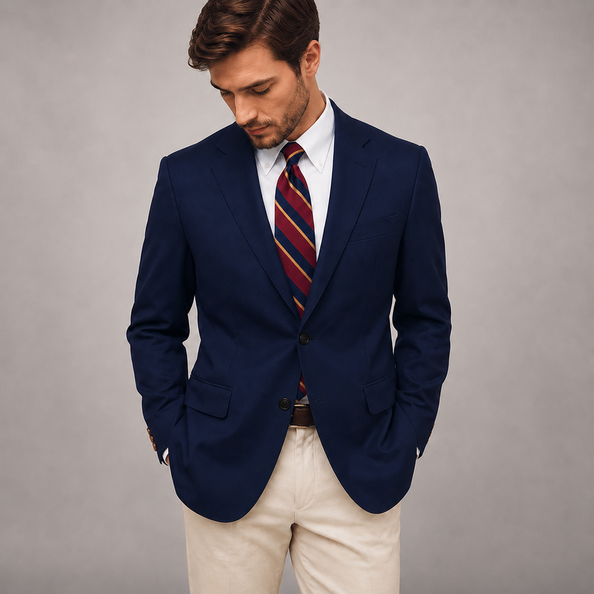 Men's Classic Navy Blazer With Tailored Smart Fit