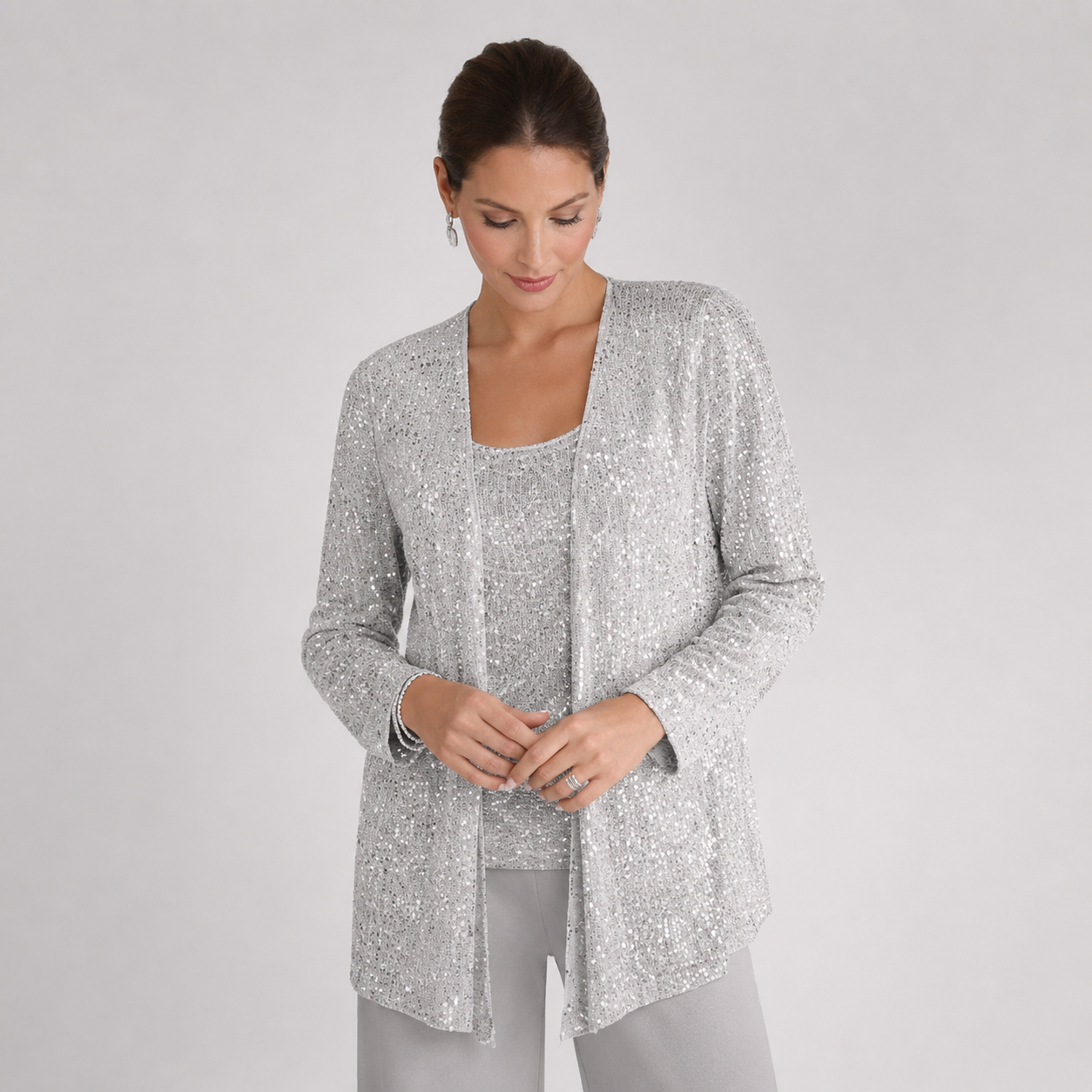 Women's Sequin Three-Piece Wide-Leg Trouser Set