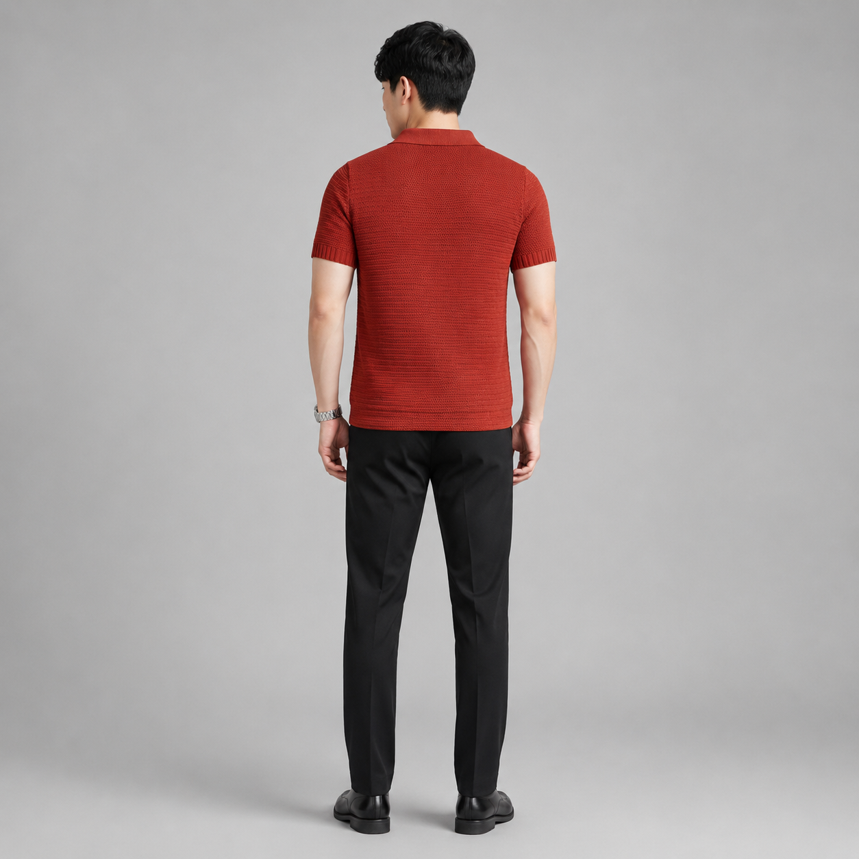 Men’s Short Sleeve Knit V-Neck Polo Shirt
