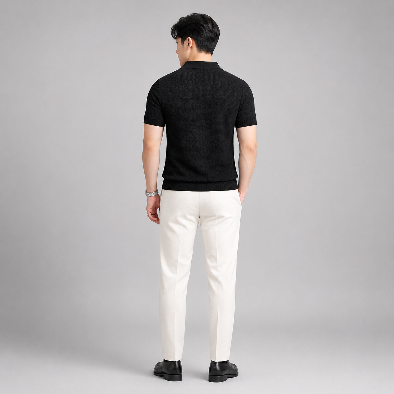 Men’s Short Sleeve Knit V-Neck Polo Shirt