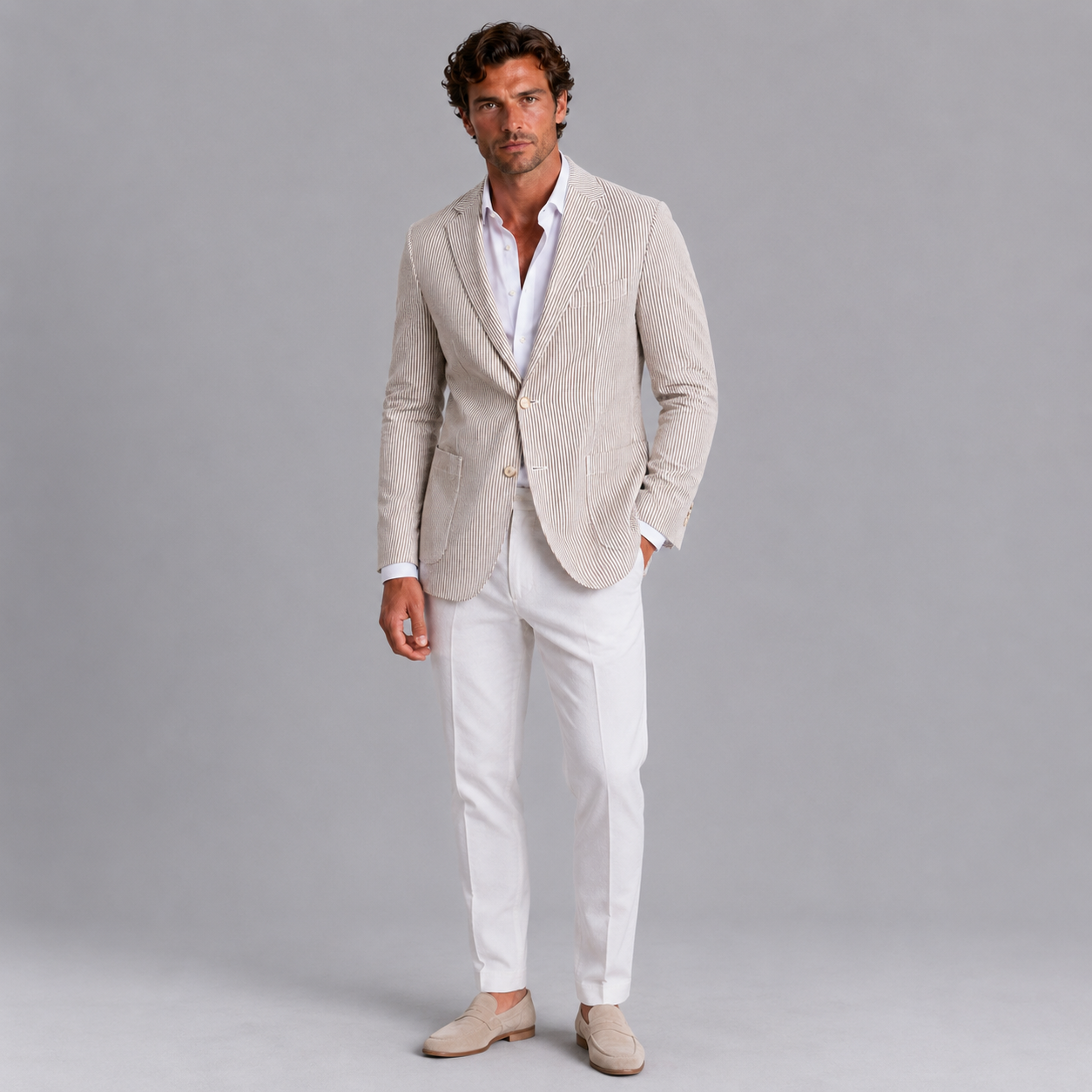 Men’s Striped Tailored Blazer Jacket